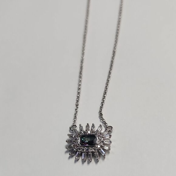 Bomb Party 2023 November Birthday Sunburst Of Sparkle RBP6684 Blue Topaz Rhodium - Picture 1 of 4